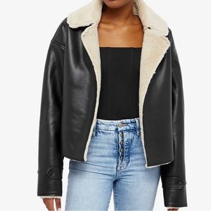 GOOD AMERICAN AIR FORCE FAUX SHEARLING JACKET